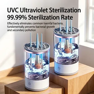 Automatic UVC makeup brush cleaner and dryer machine with USB power for daily beauty tools.