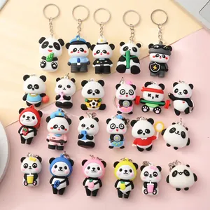 Cute Cartoon Panda Keychain PVC Animal Figure Pendant Key Ring For Backpack Accessories Party Favors Birthday Gift For Kids Women