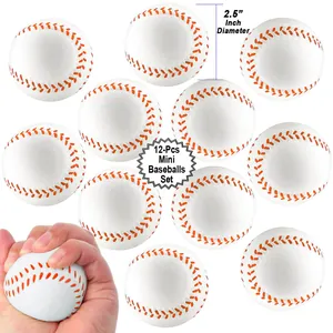 Set of 12 mini foam baseballs for stress relief squeeze toys, 2.5 inch diameter size