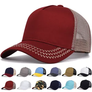 Vintage Trucker Hat Men Women Breathable Mesh Baseball Cap Sun Protection Outdoor Shading Blank Plain Snapback Cotton Adjustable Hat
