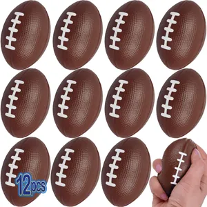 Set of 12 squishy foam mini American footballs for stress relief and exercise.