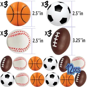 12pcs mini foam sports stress balls set including soccer basketball football baseball