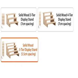Tiered wooden nail display stand with 3, 4, and 5 level options