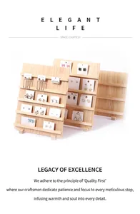 Multi-tier natural wood display stand for earrings and press-on nails