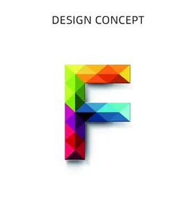 Modern colorful geometric letter F design concept for S925 silver pendant necklace