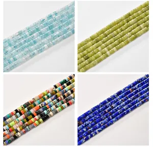 Macro view of 2x4mm tube beads in various colors for jewelry making