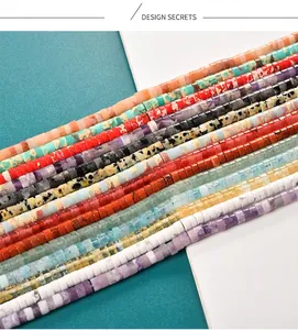 Detailed view of various 2x4mm colorful cylindrical tube spacer beads for DIY jewelry.