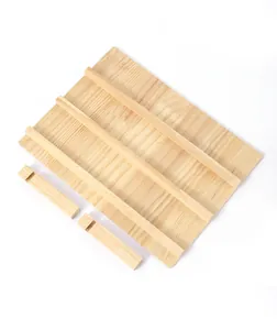 Natural wooden tiered display board for press-on nail art tips and beauty accessories