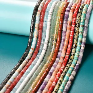 Natural Stone Cylinder Tube Beads 2x4mm Spacer Beads For DIY Jewelry Making Accessories Handmade Craft Beads For Bracelet Necklace