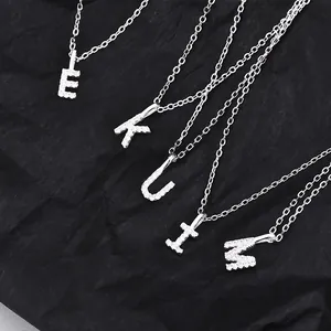 925 Sterling Silver Initial Letter Pendant Necklace For Women Micro Pave Zirconia Alphabet Necklaces Fashion Jewelry Accessory Gift