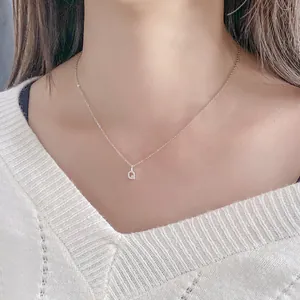 Dainty S925 sterling silver necklace featuring micro-inlaid initial Q letter pendant for women