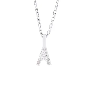 Elegant S925 silver letter A pendant necklace featuring micro-set cubic zirconia stones