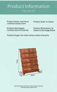 Detailed dimensions of the tiered solid wood display stand for jewelry