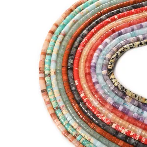 Colorful 2x4mm cylinder stone beads for DIY jewelry making and unique spacer designs.