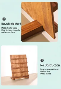 Detailed macro view of solid wood grain and unobstructed multi-layer nail display stand