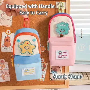 Detailed view of cute large capacity pencil cases with handles and upright shape