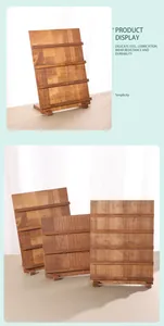 Set of tiered wooden nail art display stands shown from different angles in studio