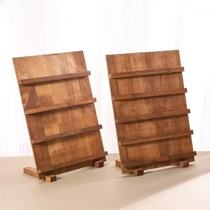 Tiered original wood display stand for wearable nails and cards