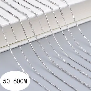 Versilberte Kupfer Halskette Nur Kette Ohne Anhänger Minimalistische Barren Box O-Link Stern Wasserwellenkette Für Damen Herren