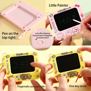 Mini LCD writing tablet keychain for kids with cute portable erasable drawing board