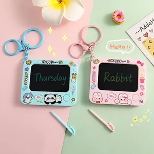Cute mini doodle board keychains in pastel pink and blue with styluses