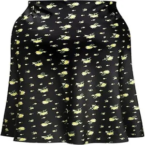 Close-up detail of elegant high waist satin fishtail skirt with floral pattern texture