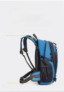 Close-up of the ergonomic carrying system and padded straps on a 40L hiking backpack.
