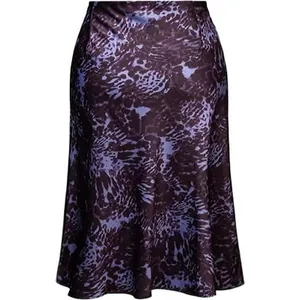 Elegant high-waisted leopard print satin mermaid midi skirt with side invisible zipper.