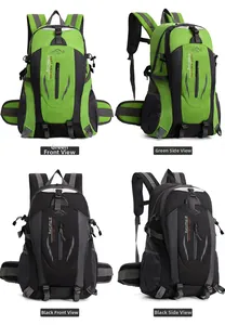 40L water-resistant outdoor hiking backpack in green and black color options for travel