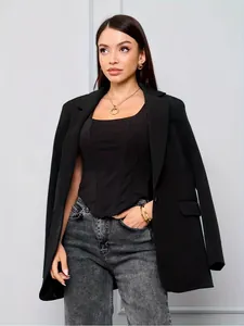 Close-up of a sexy black square neck fishbone corset top for women with a slim fit