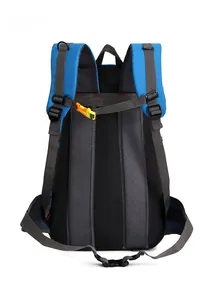 Detailed back view of outdoor hiking backpack featuring ergonomic mesh shoulder straps