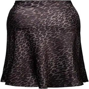 Elegant leopard print satin midi skirt featuring a high waist and stylish fishtail hem