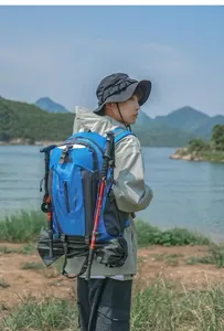 Large 40L blue waterproof hiking backpack for outdoor trekking and mountain travel