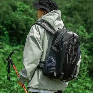 Large 40L waterproof hiking backpack for men and women in outdoor forest scenery