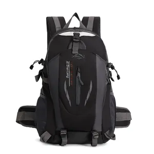 High-capacity 40L waterproof black hiking backpack for outdoor sports and travel adventures