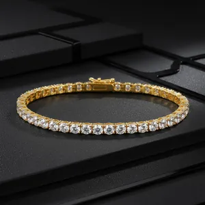 Elegant gold plated tennis bracelet with sparkling round cut cubic zirconia stones lux