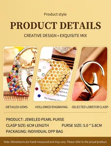 Detailed macro view of rhinestone handbag keychain with hollow carving and lobster clasp