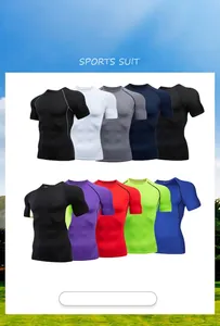 Detailansicht von schnell trocknenden Kompressions-T-Shirts für Herren in vielen Farben.
