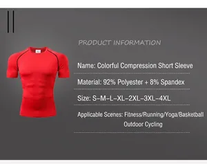 Details zum roten Kompressions-T-Shirt für Herren mit Material- und Größenangaben