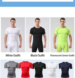Detailansicht von Herren Kompressions-Sport-T-Shirts in verschiedenen leuchtenden Farben