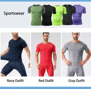 Herren Kompressionsshirt und Shorts Set für Sport und Fitness in vielen Farben