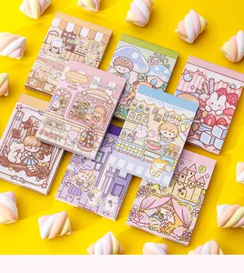 Collection of 8 different cute cartoon themed memo pads with marshmallow props.