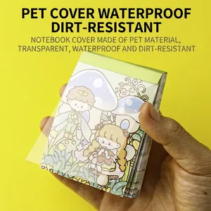 Detailed view of the transparent waterproof PET cover on a cute cartoon mushroom memo pad