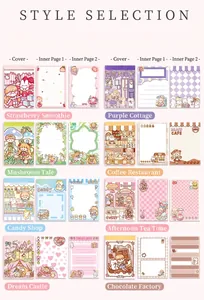 Selection of cute cartoon memo pads with various themed illustrations for journaling