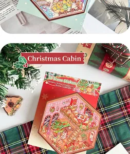 Close-up of DIY 2.5D Christmas miniature scene stickers for scrapbooking decor