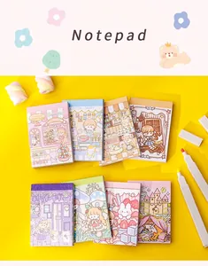 Cute cartoon notepad set with various colorful fairy tale and dessert illustrations