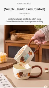 Close-up view of a creative cartoon dog ceramic mug showing its comfortable large handle