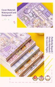Close-up showing the waterproof cartoon cover and the durable glued spine of these cute memo pads