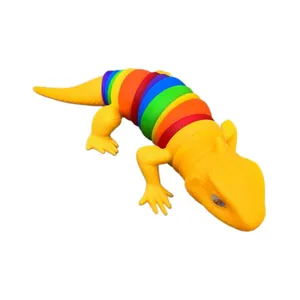 Rainbow flexible lizard decompression toy for children with segmented moving body