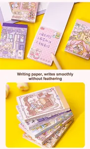Detail of cute cartoon memo pads with smooth writing paper texture